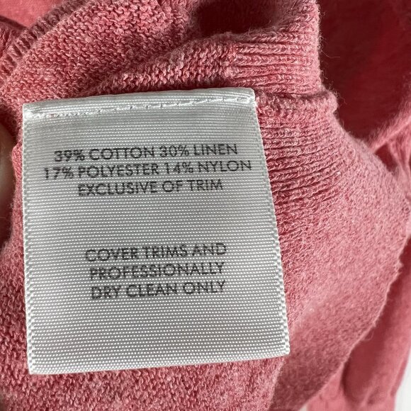 White + Warren Linen Pink Button Up Cardigan Women’s Size Medium Coastal beach - Picture 5 of 8